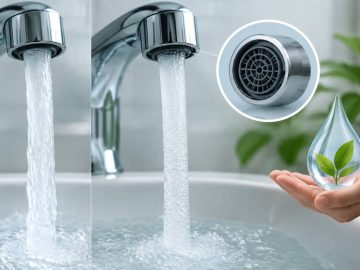 Water aerator: wasser sparen mit einem strahlregler am wasserhahn Water aerator: wasser sparen mit einem strahlregler am wasserhahn