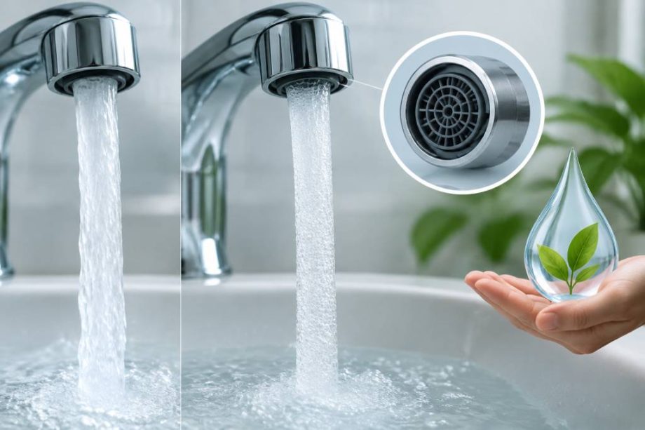 Water aerator: wasser sparen mit einem strahlregler am wasserhahn Water aerator: wasser sparen mit einem strahlregler am wasserhahn